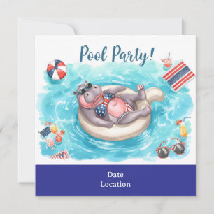 Save The Date Fête au bord de la piscine le 4 juillet avec Hippo