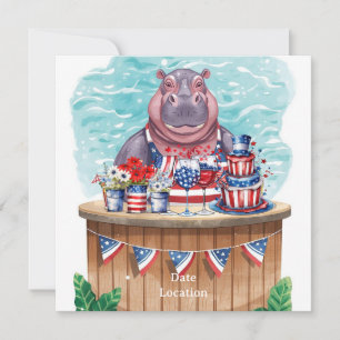 Save The Date Fête au bord de la piscine le 4 juillet avec Hippo