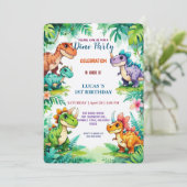 Save The Date Fête d'anniversaire 1 an fleur sauvage dinosaure m (Debout devant)