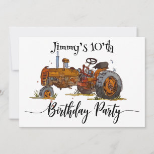 Save The Date Fête d'anniversaire avec tracteur antique design