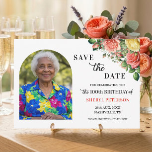 Save The Date Fête d'anniversaire de 100 ans élégante avec fleur
