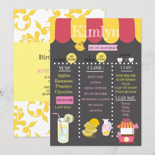 Save The Date Fête d'anniversaire de 1 an Lemonade Chalkboard
