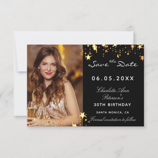 Save The Date Fête d'anniversaire des stars de l'or noir (Devant)