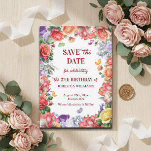 Save The Date Fête d'anniversaire élégante et colorée sur le thè