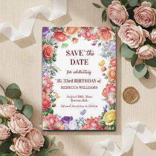 Save The Date Fête d'anniversaire élégante et colorée sur le thè