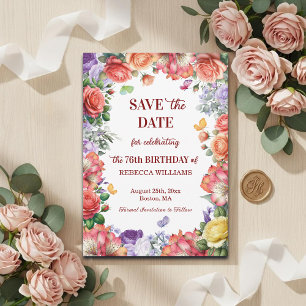 Save The Date Fête d'anniversaire élégante et colorée sur le thè