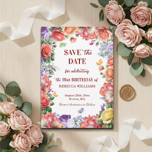 Save The Date Fête d'anniversaire élégante et colorée sur le thè