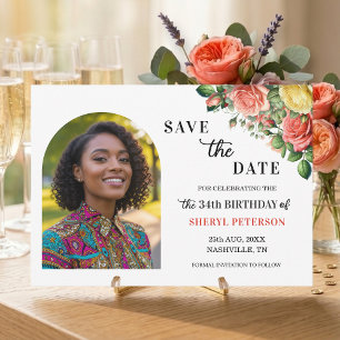 Save The Date Fête d'anniversaire élégante florale 34 ans
