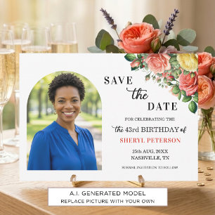 Save The Date Fête d'anniversaire élégante florale 43 ans
