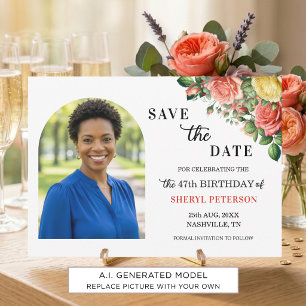 Save The Date Fête d'anniversaire élégante florale 47 ans