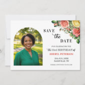 Save The Date Fête d'anniversaire élégante florale 53 ans (Devant)