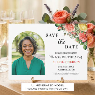 Save The Date Fête d'anniversaire élégante florale 56 ans