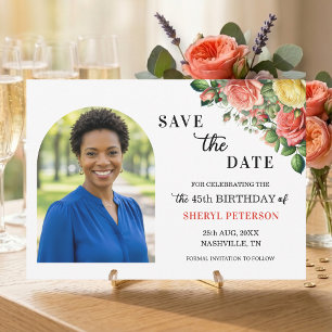 Save The Date Fête d'anniversaire élégante florale de 45 ans