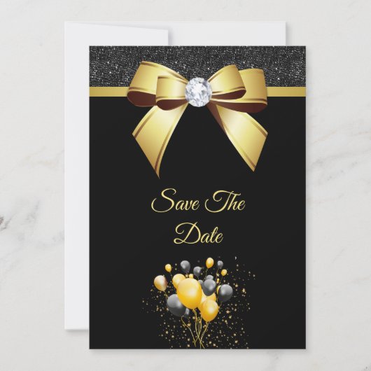 Save The Date Fête d'Anniversaire Glamour Elegance (Devant)