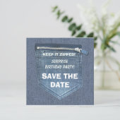 Save The Date Fête d'anniversaire le garder Zipped Denim (Debout devant)