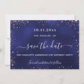 Save The Date fête d'anniversaire marine bleu rose or parties sc (Devant)