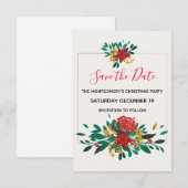 Save The Date Fête de bouquet de Noël rouge moderne et or (Devant / Derrière)