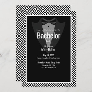 Save The Date Fête de célibataire noir, argent tuxedo personnali