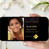 Save The Date Fête de graduation de confetti violet noir