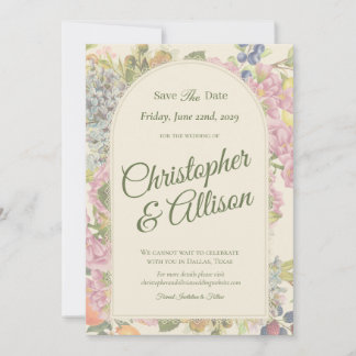 Save The Date Fête de Jardin Botanique Fruits & Florales Mariage