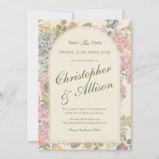 Save The Date Fête de Jardin Botanique Fruits & Florales Mariage