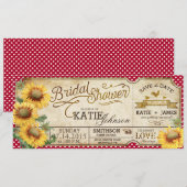 Save The Date Fête de mariage champêtre gingham tournesols (Devant / Derrière)
