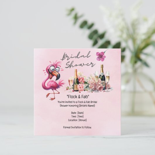 Save The Date Fête de mariage flamant rose (Debout devant)