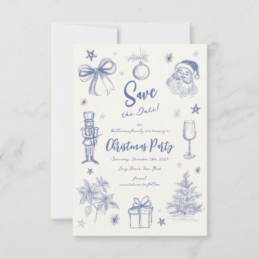 Save The Date Fête de Noël à gribouillis (Devant)