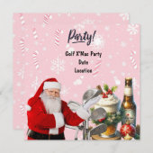 Save The Date Fête de Noël de golf avec le Père Noël en rose (Devant / Derrière)