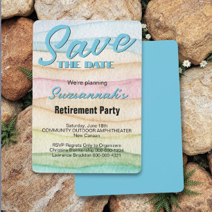 Save The Date Fête de Retraite Économisez la Date Aquarelle Rang