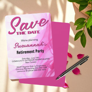 Save The Date Fête de Retraite Sauvegarder la Date Rose Abstrait