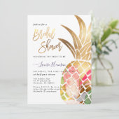 Save The Date Fête des mariées, Aquarelle Or Faux Ananas (Debout devant)