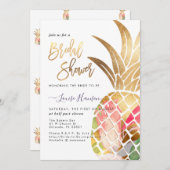 Save The Date Fête des mariées, Aquarelle Or Faux Ananas (Devant / Derrière)