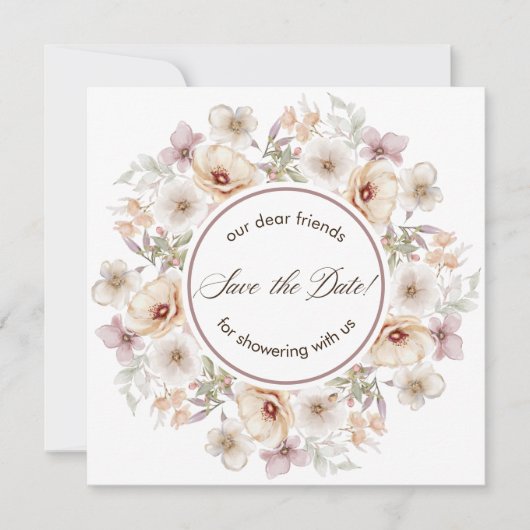 Save The Date Fête des mariées d'aquarelle florale chic (Devant)