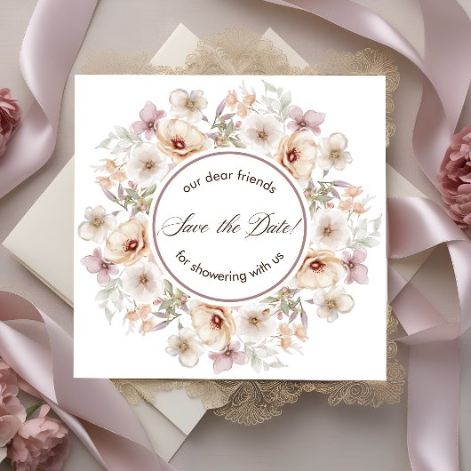 Save The Date Fête des mariées d'aquarelle florale chic