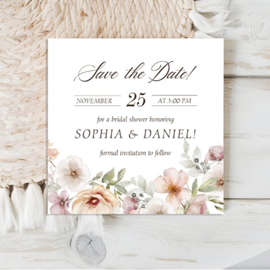 Save The Date Fête des mariées d'aquarelle florale chic