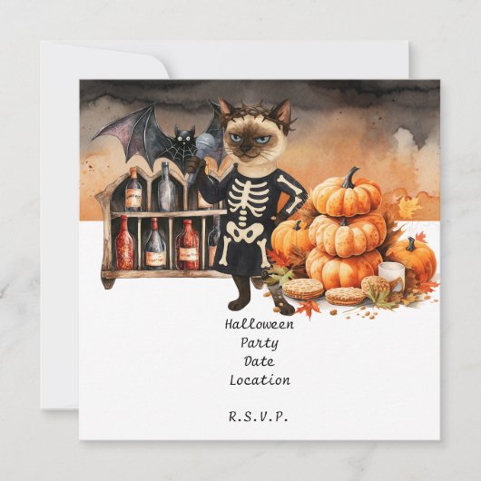 Save The Date Fête d'Halloween avec Chats et gâteaux (Devant)
