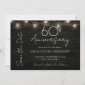 Save The Date Fête du 60e Anniversaire Lumières de Bois Rustique (Devant)