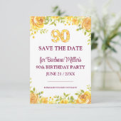 Save The Date Fête du 90e anniversaire - Roses jaunes 90 ans (Debout devant)