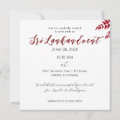 Save The Date Fête du Nouvel An Sri Lanka (Dos)