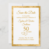 Save The Date Fête élégante de 50e anniversaire sur mesure en or (Devant)