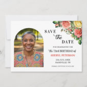 Save The Date Fête élégante de fleurs pour 73 ans (Devant)