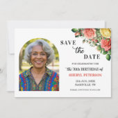 Save The Date Fête élégante de fleurs pour 76 ans (Devant)