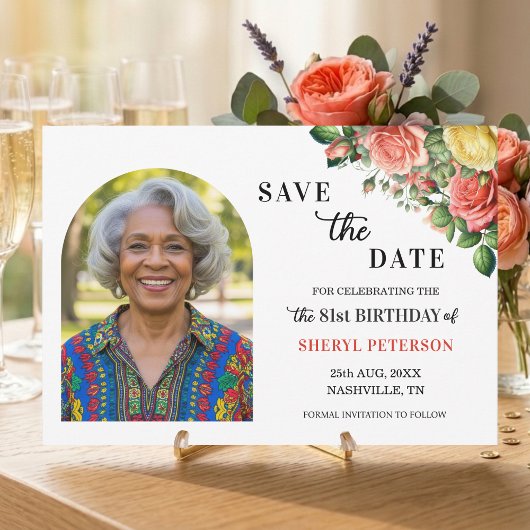 Save The Date Fête élégante de fleurs pour 81 ans