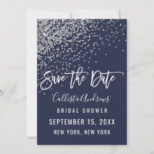 Save The Date Fête élégante de mariage avec confettis argentés e