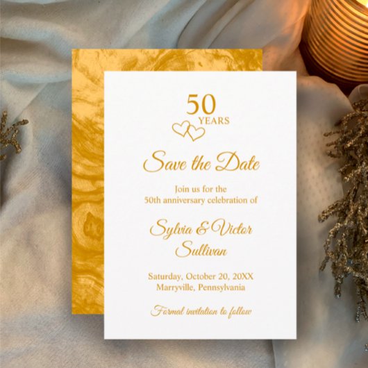 Save The Date Fête élégante simple dorée du 50e anniversaire de