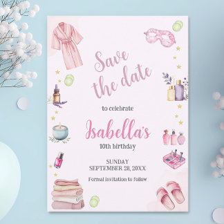 Save The Date Fête spa fille Beauté aquarelle Glam Anniversaire