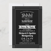 Save The Date Fête surprise d'anniversaire avec 1 photo en noir (Devant)