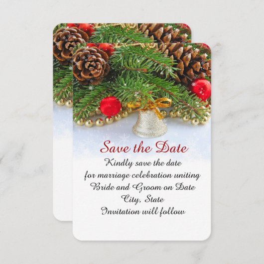 Save The Date Fêtes de Noël Bell Enregistrer la date (Devant / Derrière)