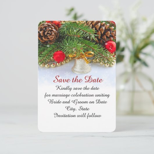 Save The Date Fêtes de Noël Bell Enregistrer la date (Debout devant)